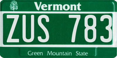 VT license plate ZUS783