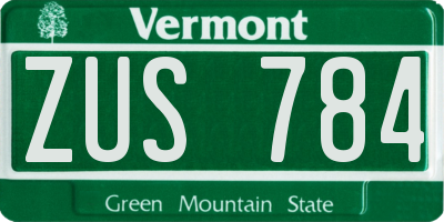 VT license plate ZUS784