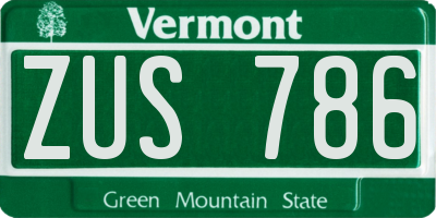 VT license plate ZUS786