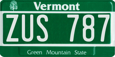 VT license plate ZUS787