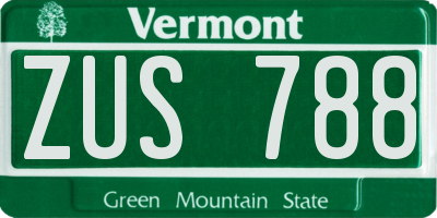VT license plate ZUS788