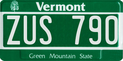 VT license plate ZUS790