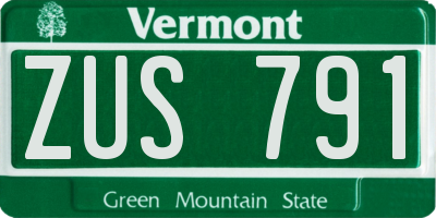 VT license plate ZUS791