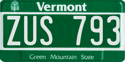 VT license plate ZUS793