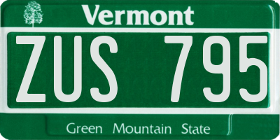 VT license plate ZUS795
