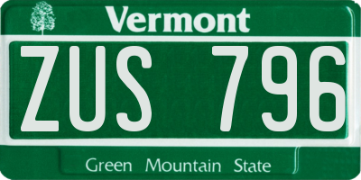 VT license plate ZUS796