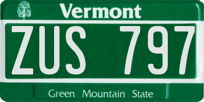 VT license plate ZUS797