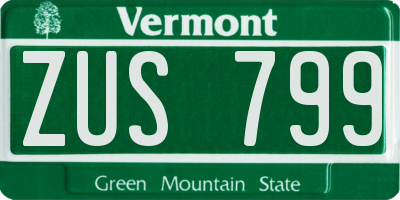 VT license plate ZUS799