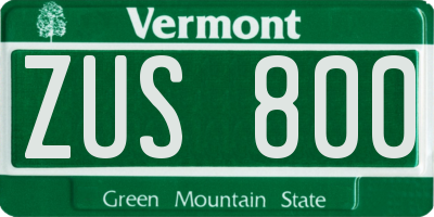 VT license plate ZUS800