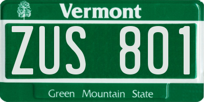 VT license plate ZUS801