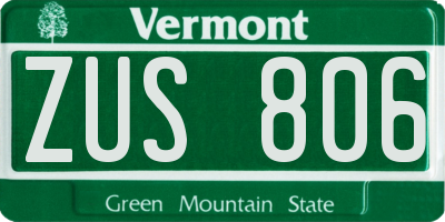 VT license plate ZUS806