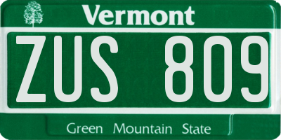 VT license plate ZUS809