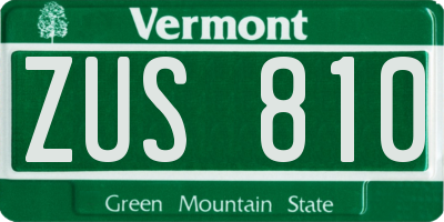 VT license plate ZUS810