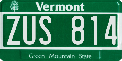 VT license plate ZUS814