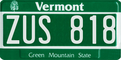 VT license plate ZUS818