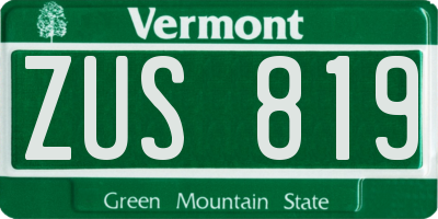 VT license plate ZUS819