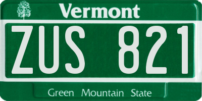 VT license plate ZUS821