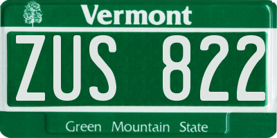 VT license plate ZUS822
