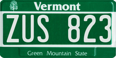 VT license plate ZUS823