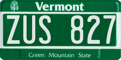 VT license plate ZUS827