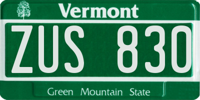 VT license plate ZUS830