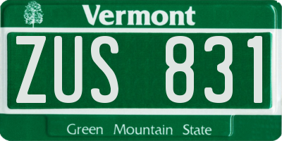 VT license plate ZUS831