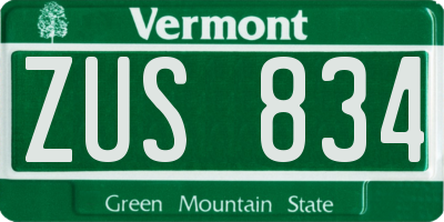 VT license plate ZUS834