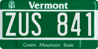 VT license plate ZUS841