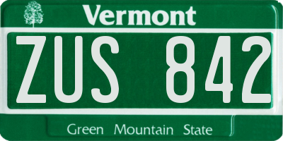 VT license plate ZUS842