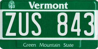 VT license plate ZUS843
