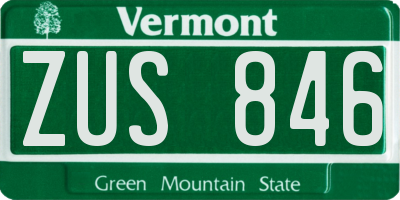 VT license plate ZUS846