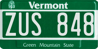 VT license plate ZUS848