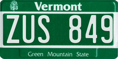 VT license plate ZUS849