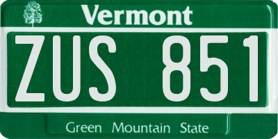 VT license plate ZUS851