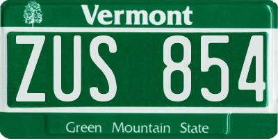 VT license plate ZUS854