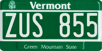 VT license plate ZUS855