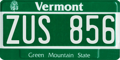 VT license plate ZUS856