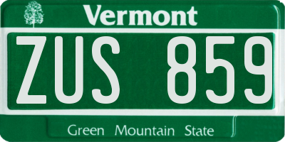 VT license plate ZUS859