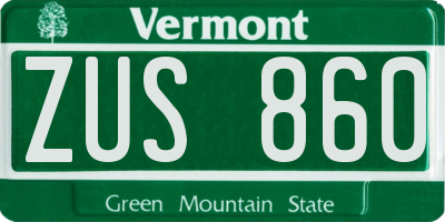 VT license plate ZUS860