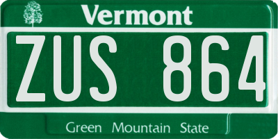 VT license plate ZUS864