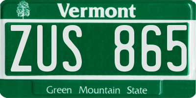 VT license plate ZUS865