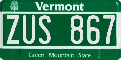 VT license plate ZUS867