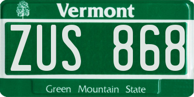 VT license plate ZUS868