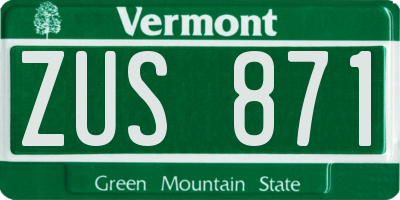 VT license plate ZUS871