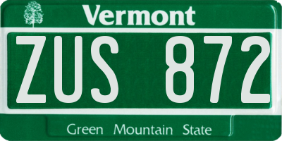 VT license plate ZUS872