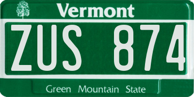 VT license plate ZUS874