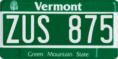 VT license plate ZUS875