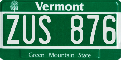 VT license plate ZUS876