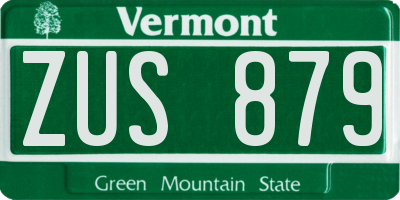 VT license plate ZUS879