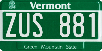VT license plate ZUS881